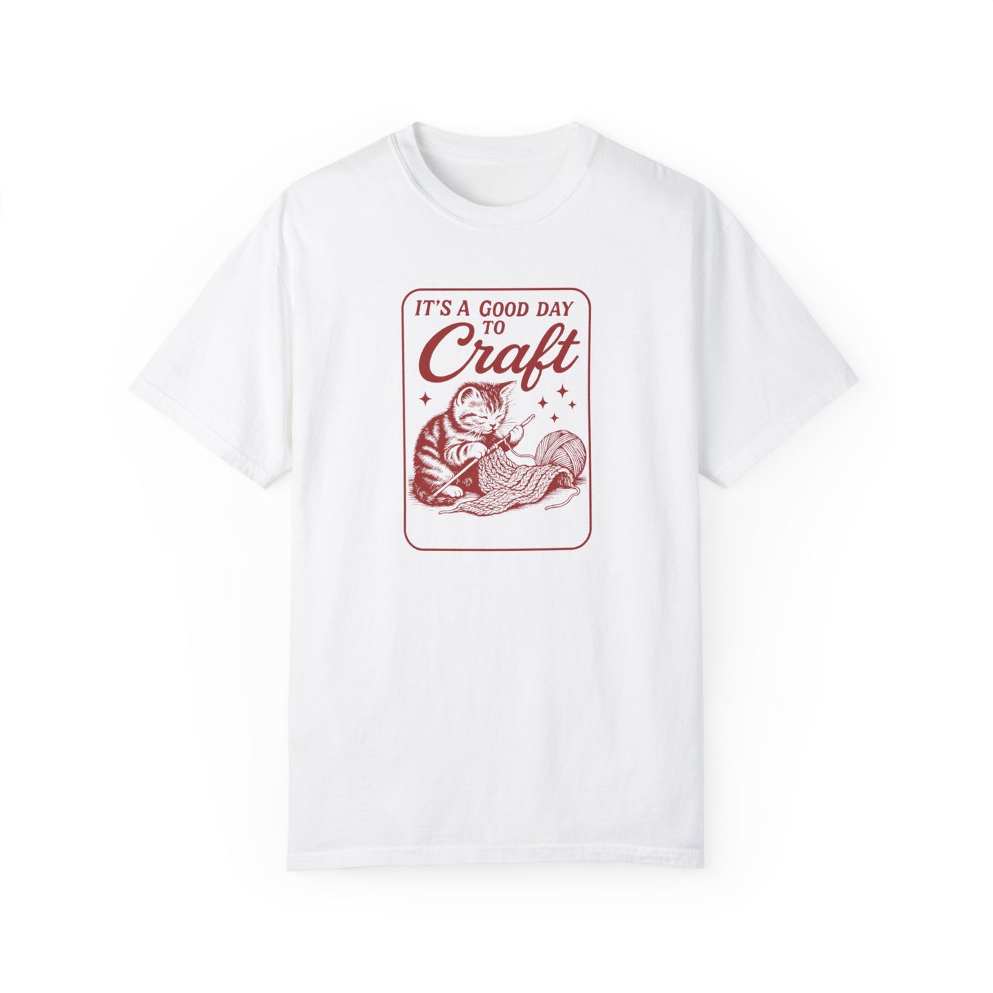 "It’s a Good Day to Craft" Vintage Cat T-Shirt – Cozy Crafter Tee for Craft Lovers