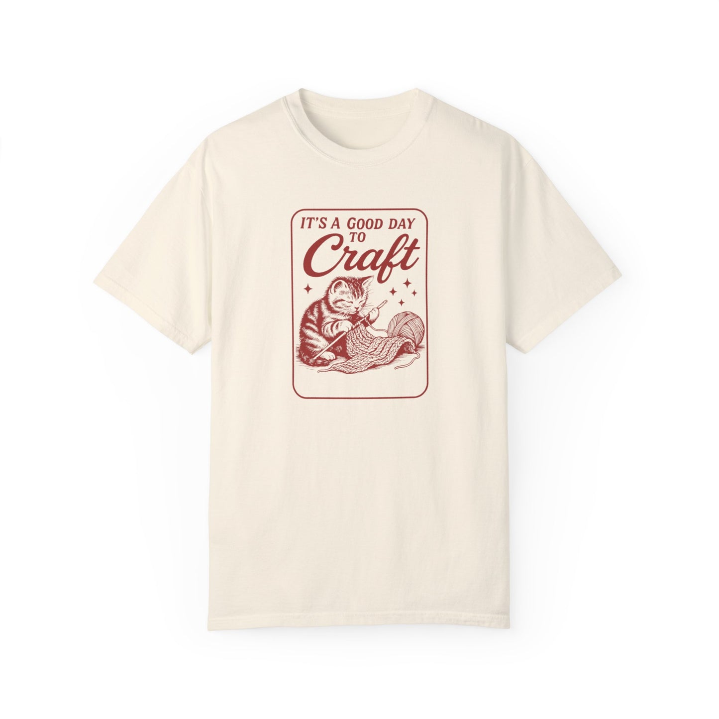 "It’s a Good Day to Craft" Vintage Cat T-Shirt – Cozy Crafter Tee for Craft Lovers