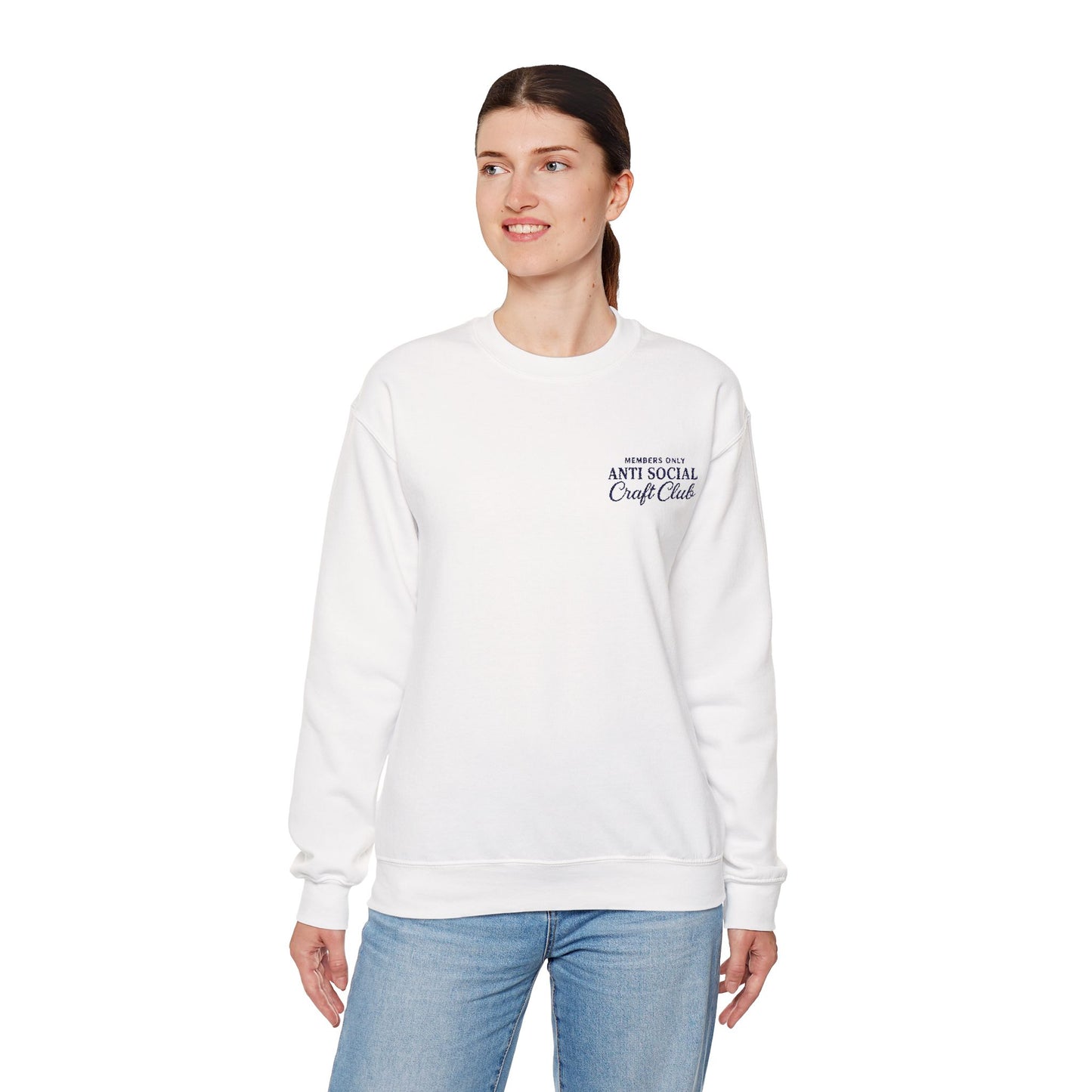 Embroidered Anti Social Craft Club Unisex Crewneck Sweatshirt