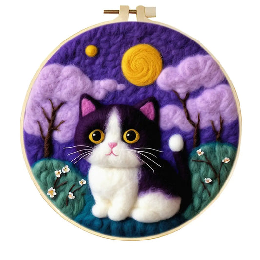 Whispertail – Tuxedo Cat in Twilight Needle Felting Kit