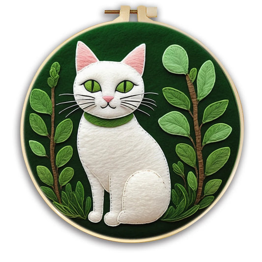 Forest Familiar – White Cat in the Garden Needle Felting Kit