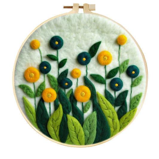 Garden Glow – Deep Teal + Gold Floral Needle Felting Kit